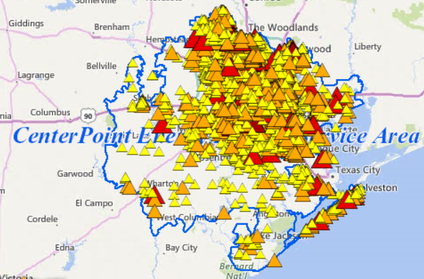 CenterPoint outage tracker Harvey 1