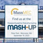 A promotional banner for the massachusetts manufacturing energy collaborative (massmec) at the mash-up event, polar park, worcester, ma, dated september 19, 2023.